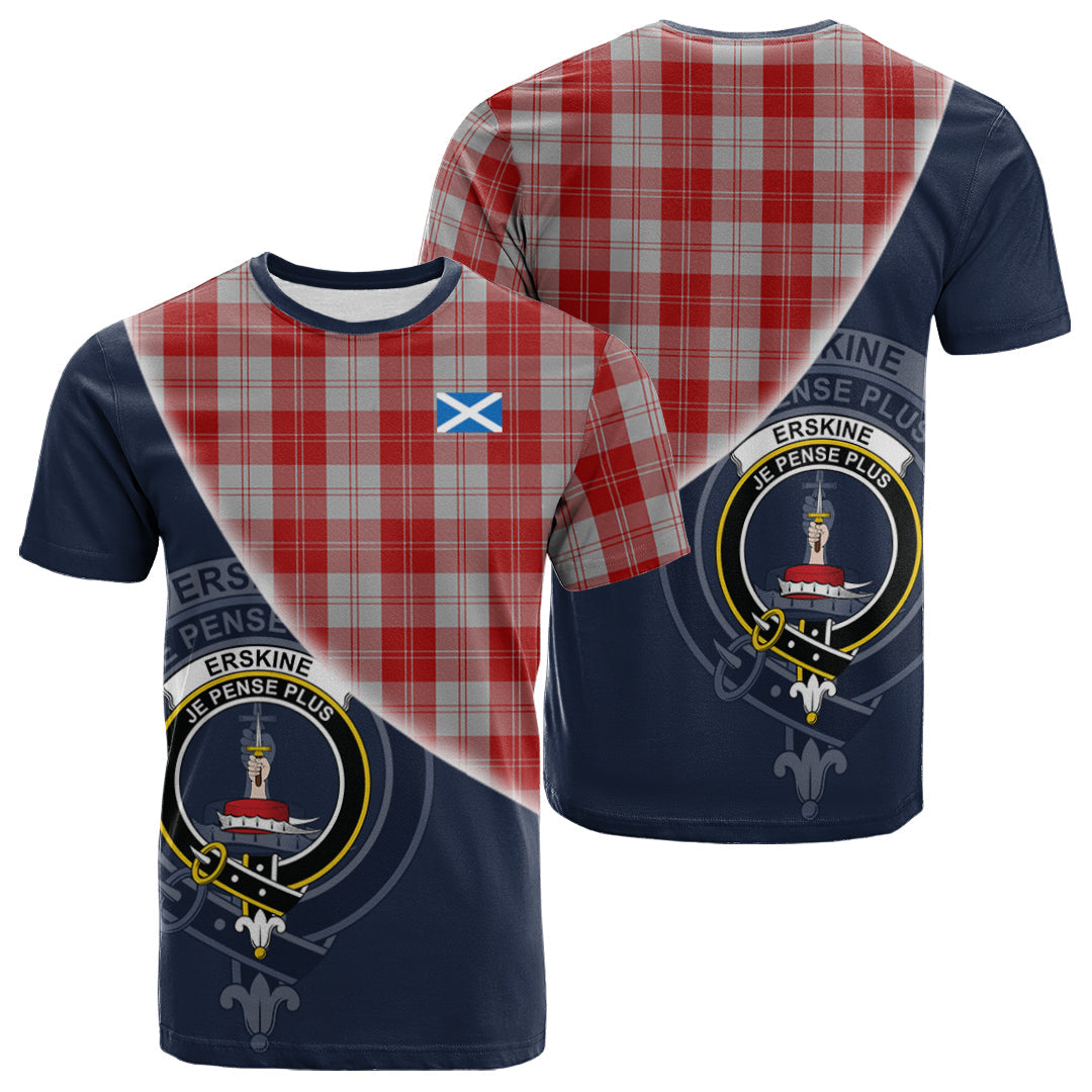 Printivon Erskine Red Tartan Scottish Crest T Shirt