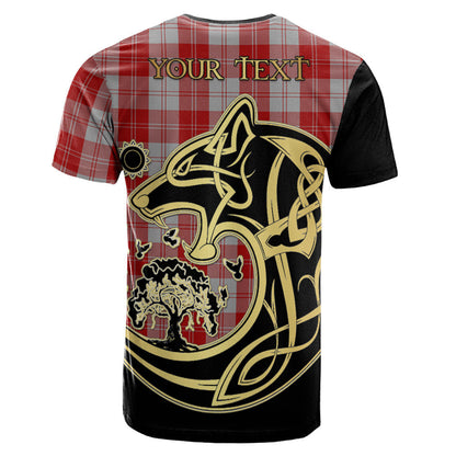 Printivon Erskine Red Crest Celtic Wolf Tartan T Shirt Custom Your Text