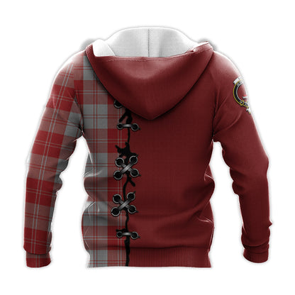 Printivon Erskine Red Tartan Hoodie Lion Rampant And Celtic Thistle Style