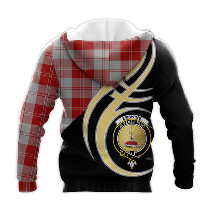 Printivon Erskine Red Clan Believe In Me Crest Tartan Knitted Hoodie Custom Your Text
