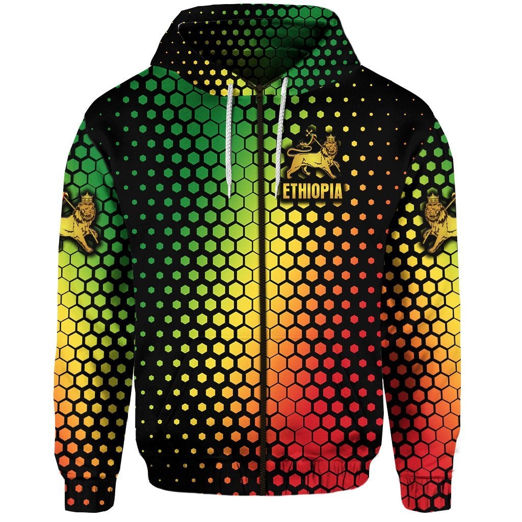 Ethiopia Lion Of Judah Zip Hoodie Original Vibes