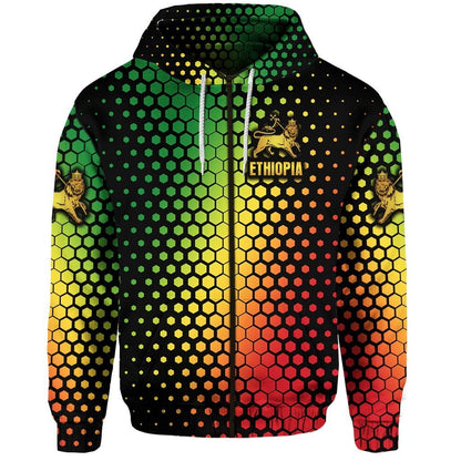 Ethiopia Lion Of Judah Zip Hoodie Original Vibes