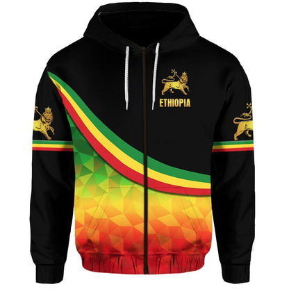 Ethiopia Lion Of Judah Zip Hoodie Simple Vibes