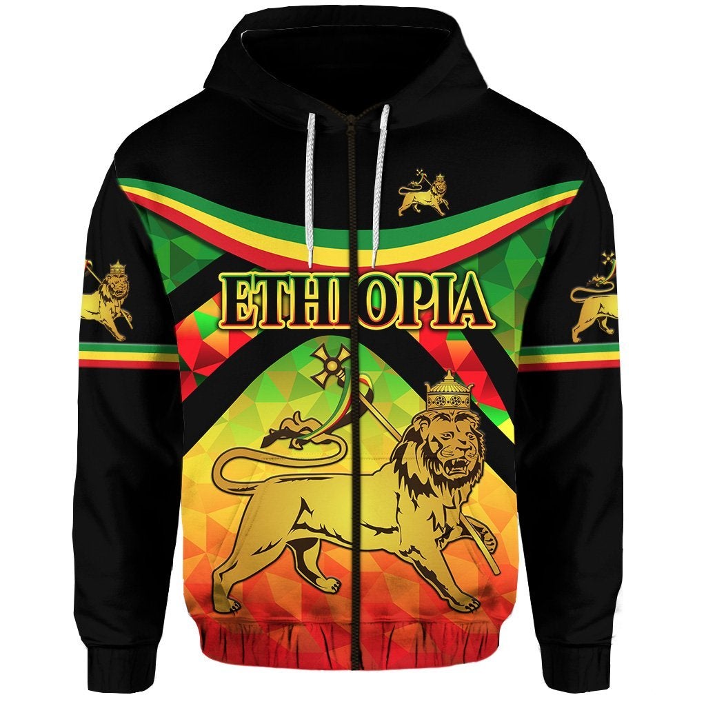 Ethiopia Lion Of Judah Zip Hoodie Vibes Version