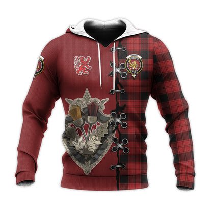 Printivon Ewing Tartan Hoodie Lion Rampant And Celtic Thistle Style