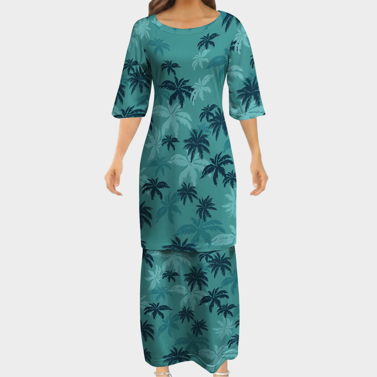 Coconut Tropical Tree Women's Dress Men's Shirt Couple Suit Polynesian Matching Outfit For Couple