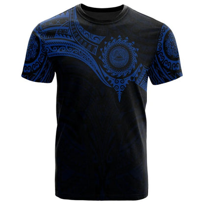 Blue American Samoa Polynesian T-Shirt Island Polynesian Tribal Pattern Unisex Shirt