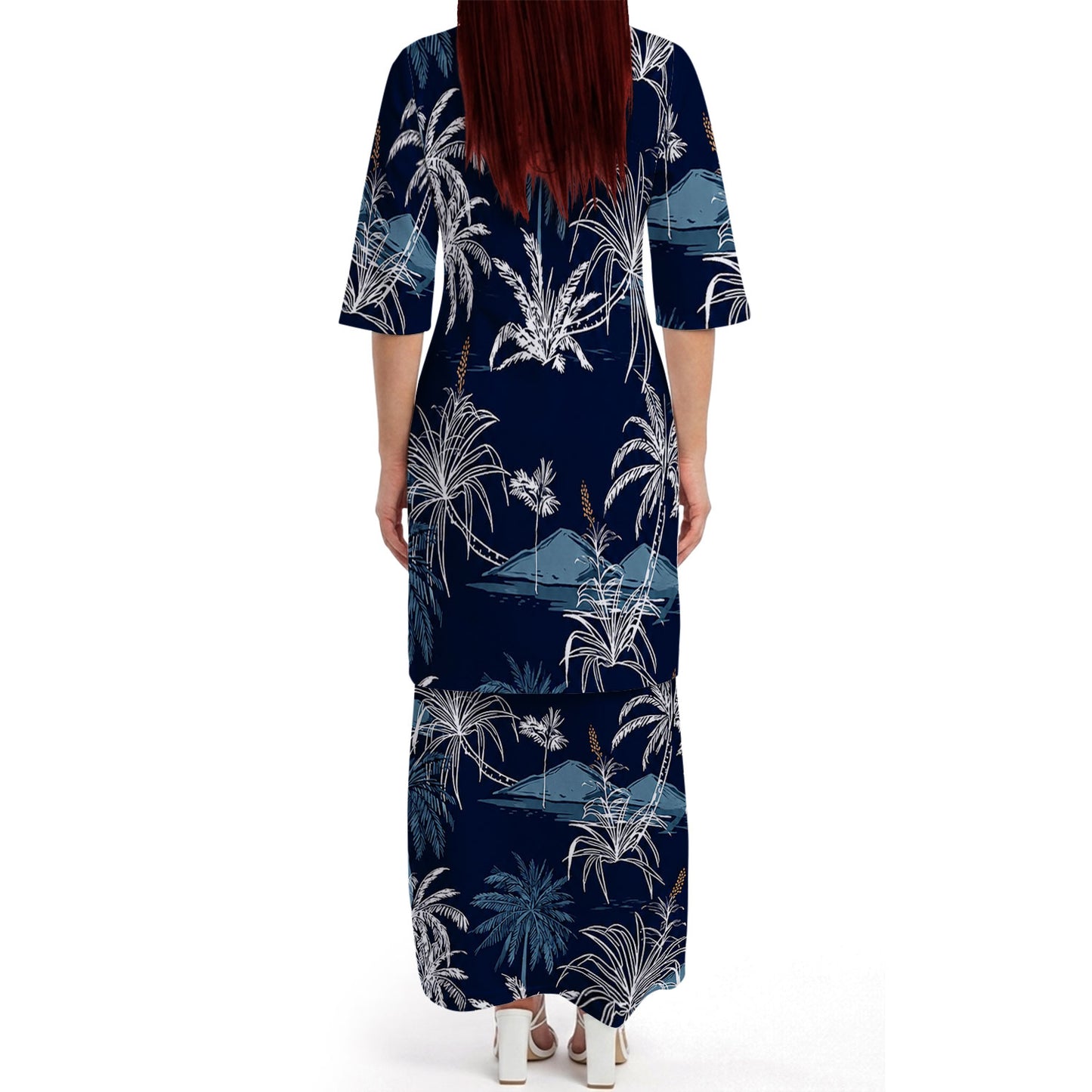 Vintage Polynesian Coconut Tree Tropical Island Puletasi Dress Man Shirt For Her Him