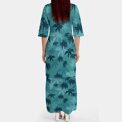 Coconut Tropical Tree Women's Dress Men's Shirt Couple Suit Polynesian Matching Outfit For Couple