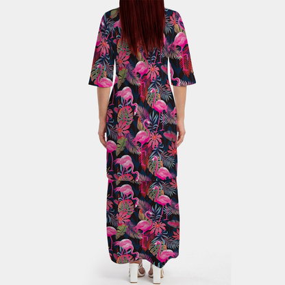 Flamingo Tropical Women's Dress Men's Shirt Couple Suit Polynesian Matching Outfit For Couple