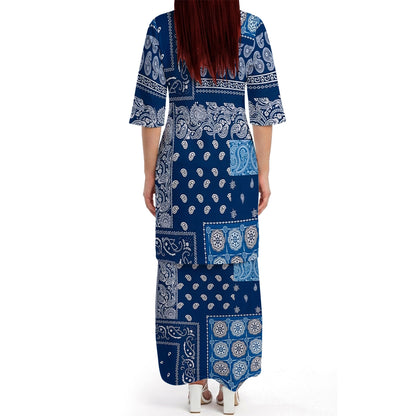Paisley Pattern Matching Outfit For Couple Island Puletasi Dress And Hawaiian Shirt For Her Him