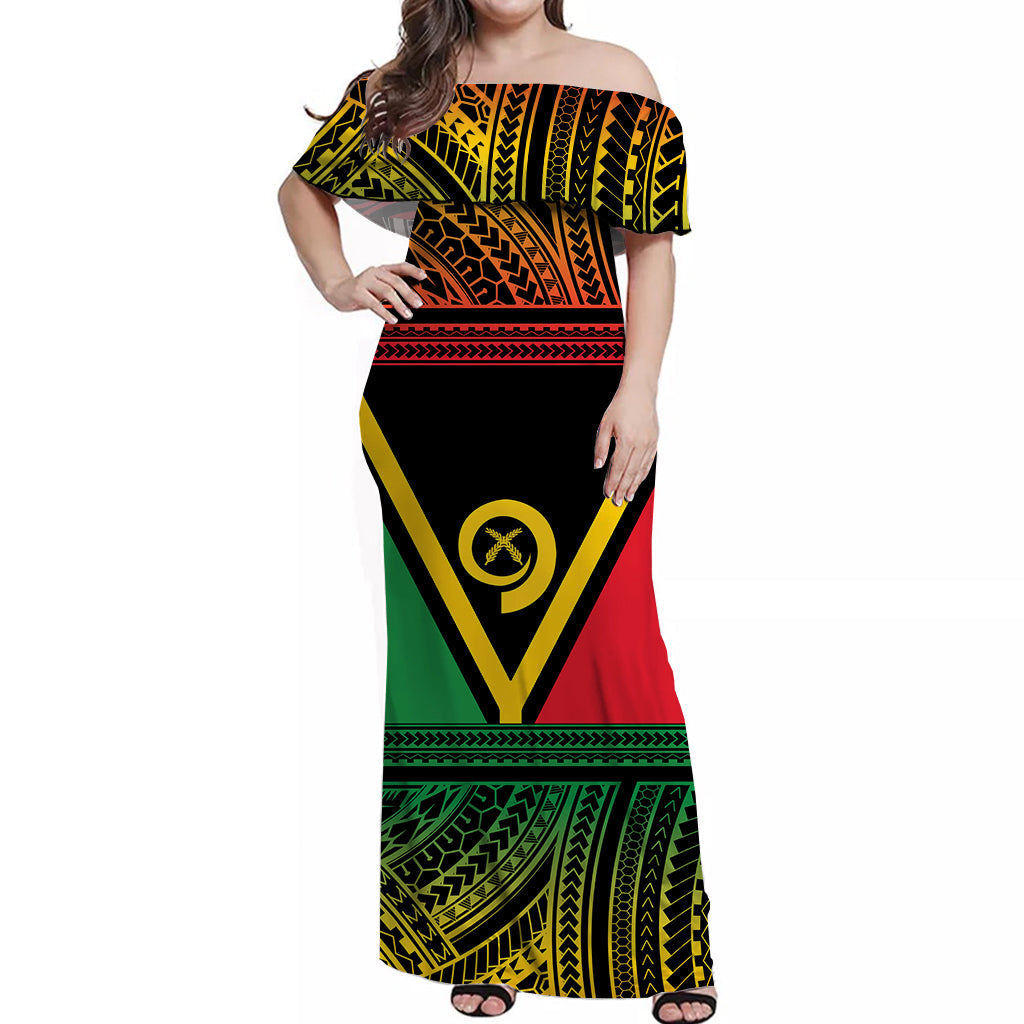 Vanuatu Off Shoulder Long Dress Polynesian