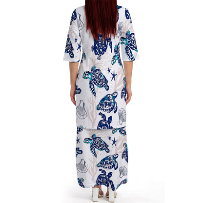 Polynesian Sea Turtle Tropical Island Puletasi Dress And Hawaiian Shirt For Her Him