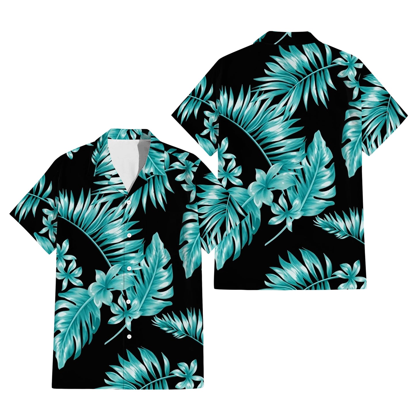 Polynesian Tropical Tree Black Matching Outfit For Couple Island Puletasi Dress And Hawaiian Shirt For Her Him