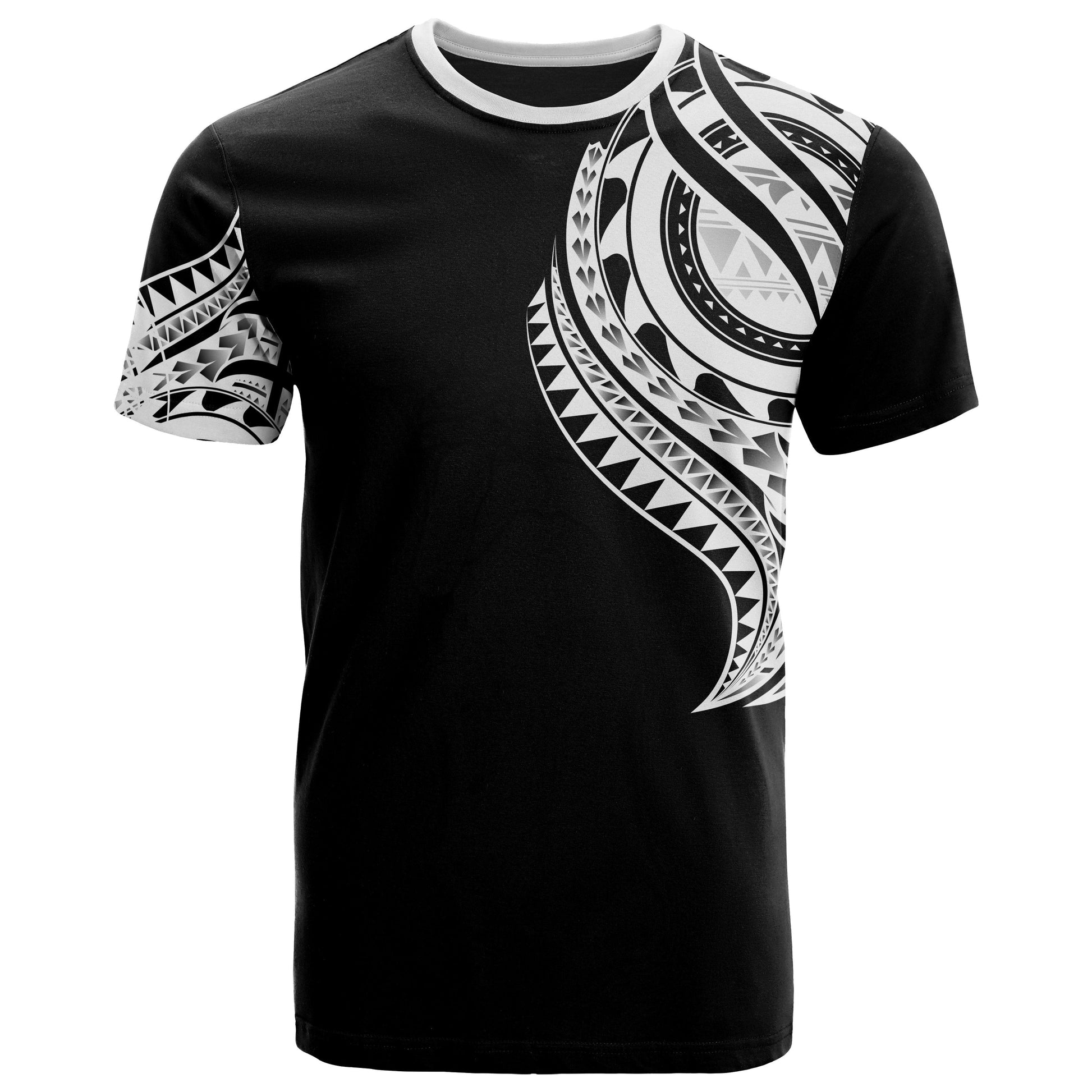 Samoa T - Shirt - Samoan Tatau White Patterns With Coat Of Arms