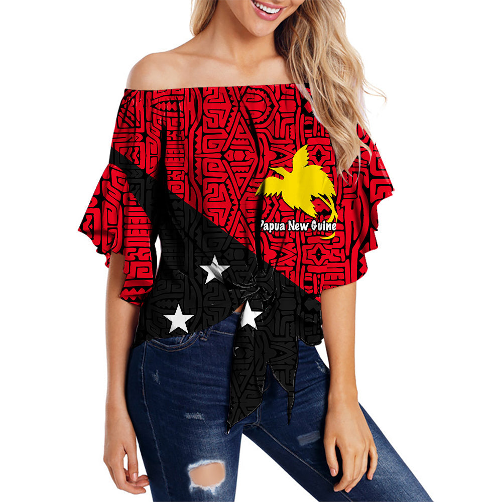 Papua New Guinea Off Shoulder Waist Wrap Top No.4