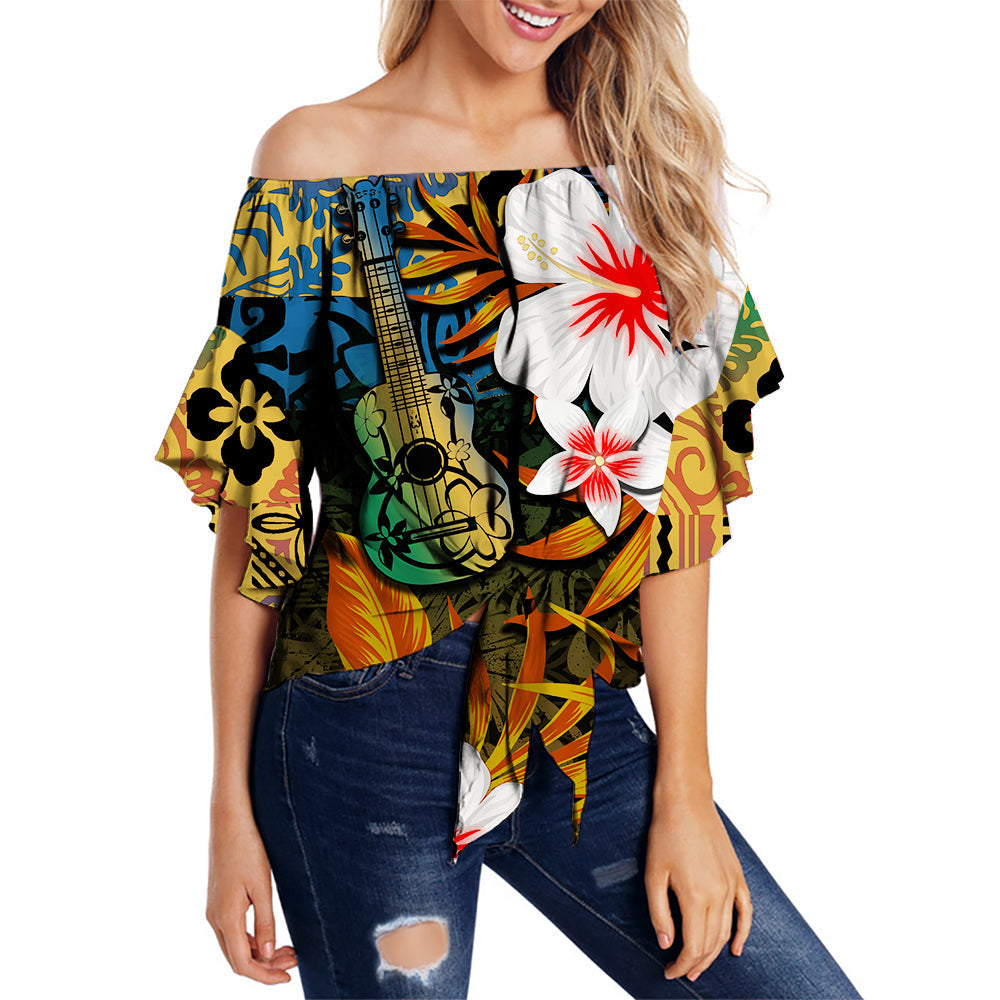 Hawaii Ukulele Off Shoulder Waist Wrap Top Style No.2