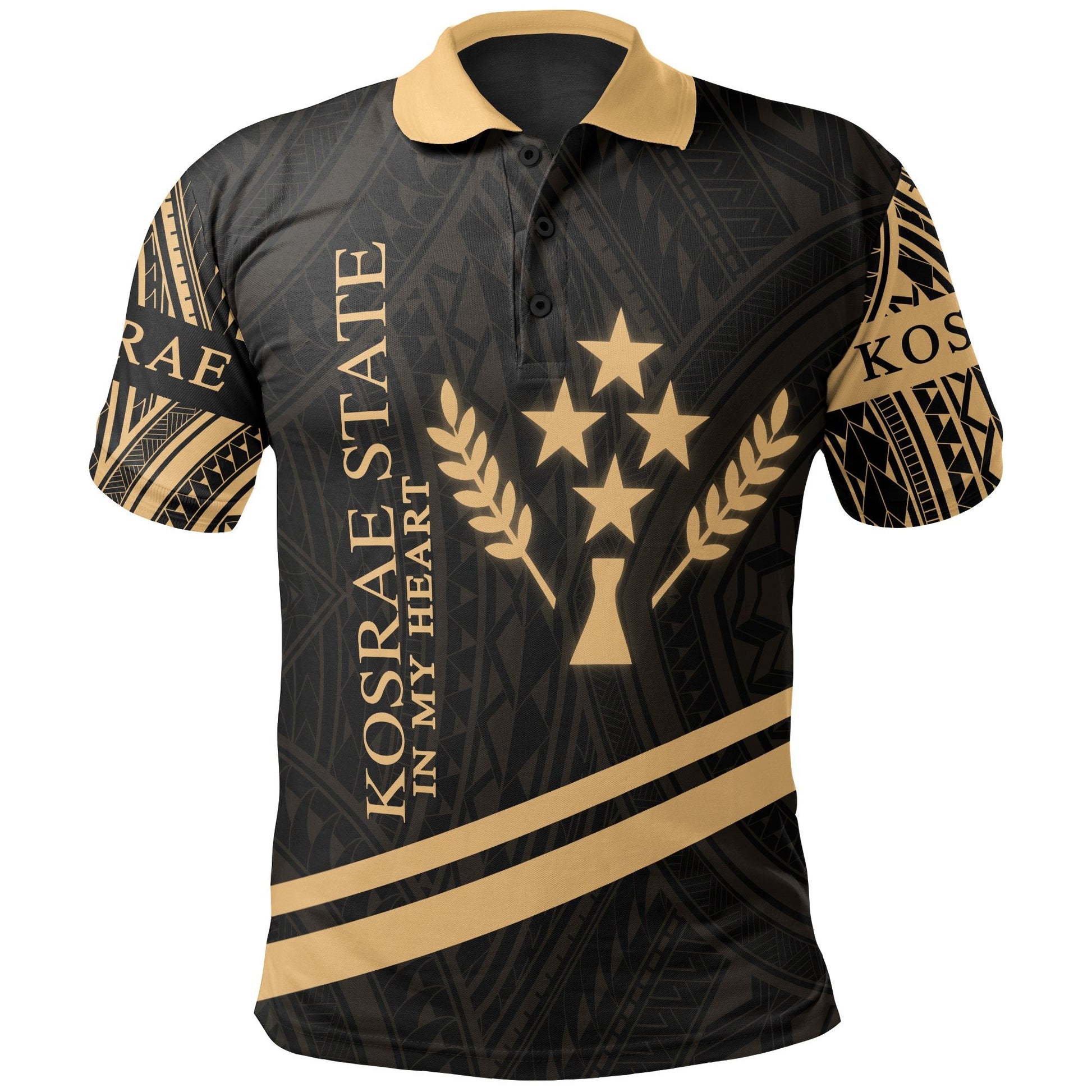 Kosrae State Polo Shirt - In My Heart Style Gold Polynesian Patterns
