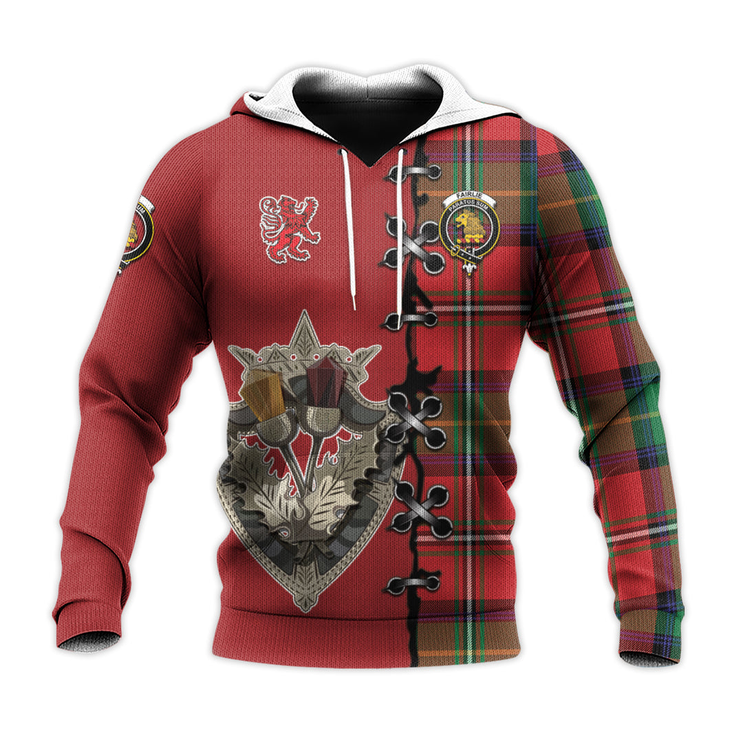 Printivon Fairlie Modern Tartan Hoodie Lion Rampant And Celtic Thistle Style
