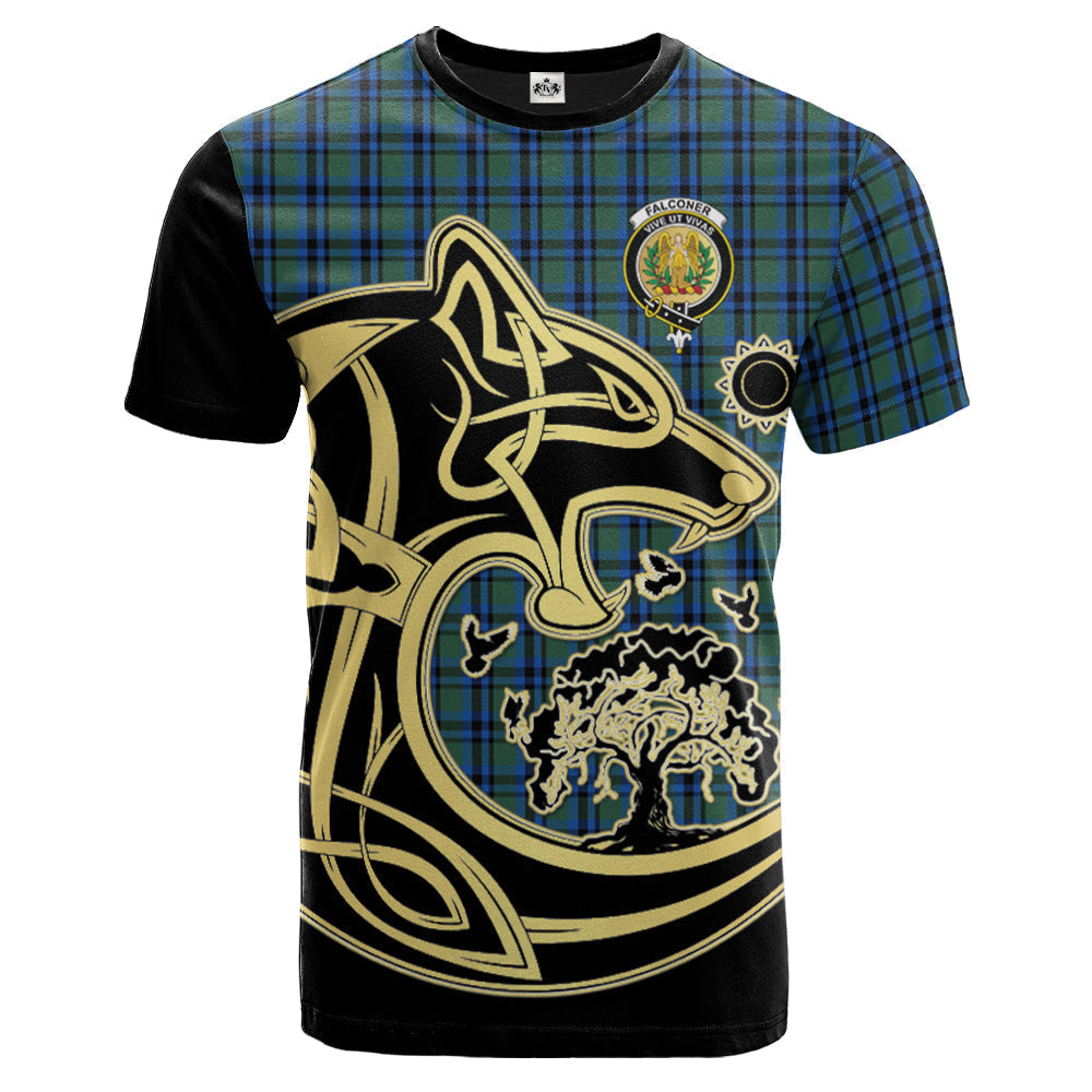 Printivon Falconer Crest Celtic Wolf Tartan T Shirt Custom Your Text