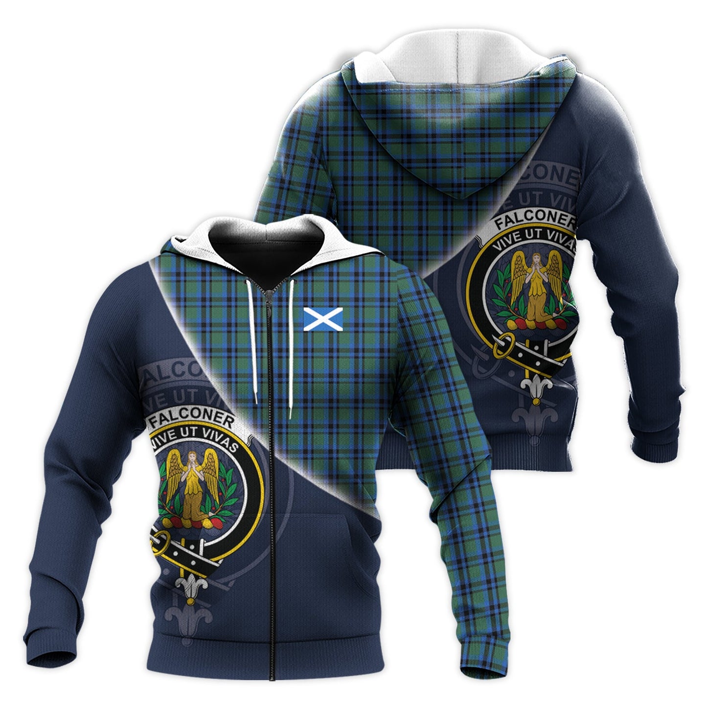 Printivon Falconer Tartan Scottish Crest Hoodie