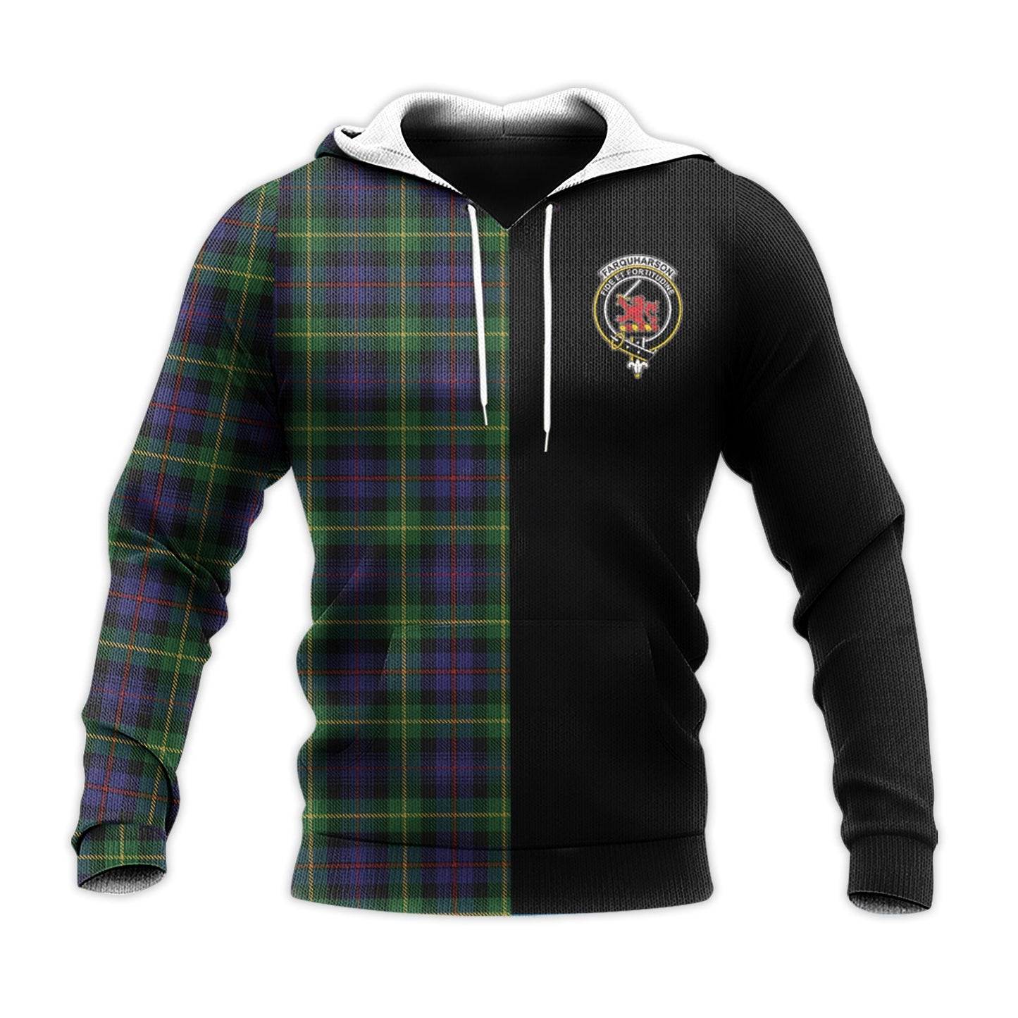 Printivon Farquharson Tartan Personalize Half Hoodie