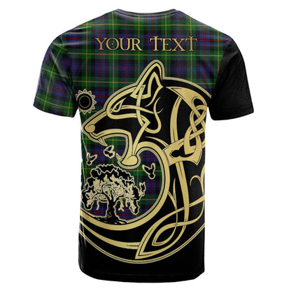 Printivon Farquharson Crest Celtic Wolf Tartan T Shirt Custom Your Text