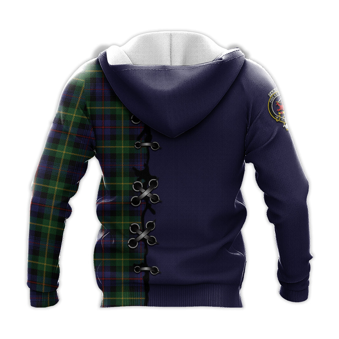 Printivon Farquharson Tartan Hoodie Lion Rampant And Celtic Thistle Style