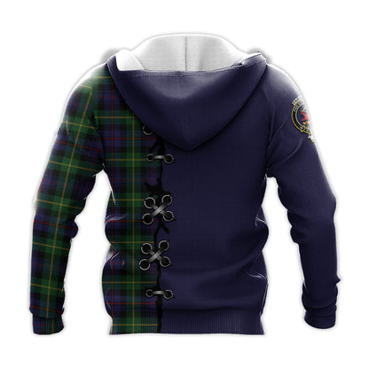Printivon Farquharson Tartan Hoodie Lion Rampant And Celtic Thistle Style