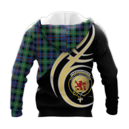 Printivon Farquharson Ancient Clan Believe In Me Crest Tartan Knitted Hoodie Custom Your Text
