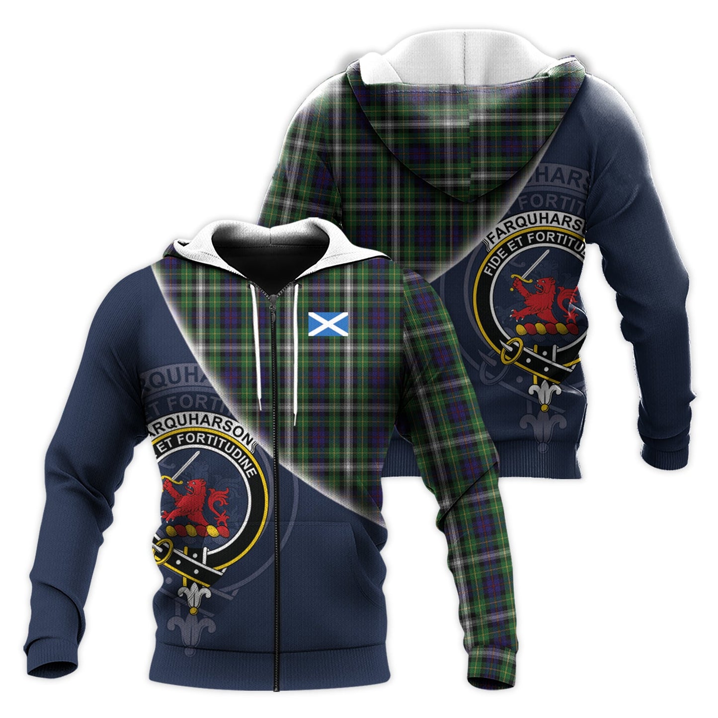 Printivon Farquharson Dress Tartan Scottish Crest Hoodie