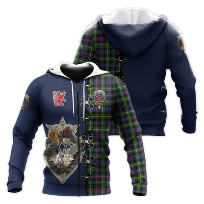 Printivon Farquharson Modern Tartan Hoodie Lion Rampant And Celtic Thistle Style