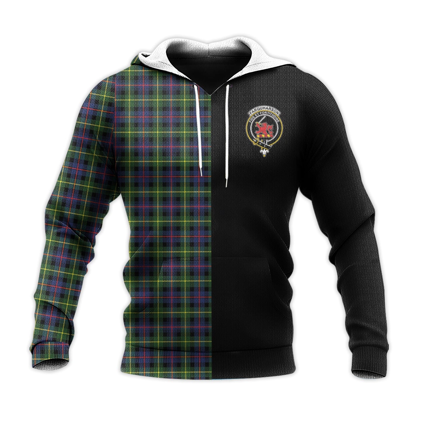 Printivon Farquharson Modern Tartan Personalize Half Hoodie