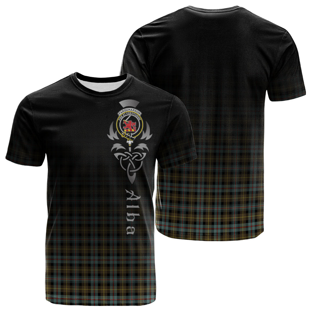 Printivon Farquharson Weathered Tartan Crest Alba Celtic T Shirt