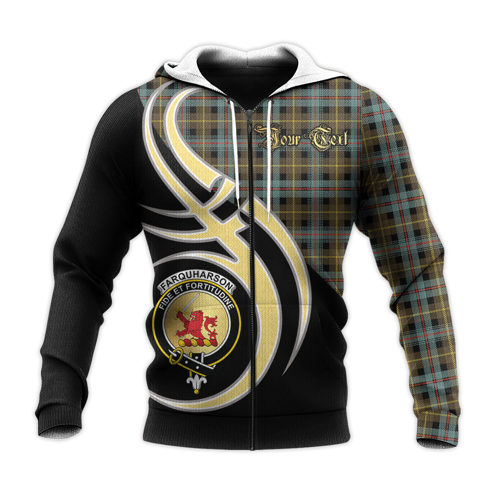 Printivon Farquharson Weathered Clan Believe In Me Crest Tartan Knitted Hoodie Custom Your Text