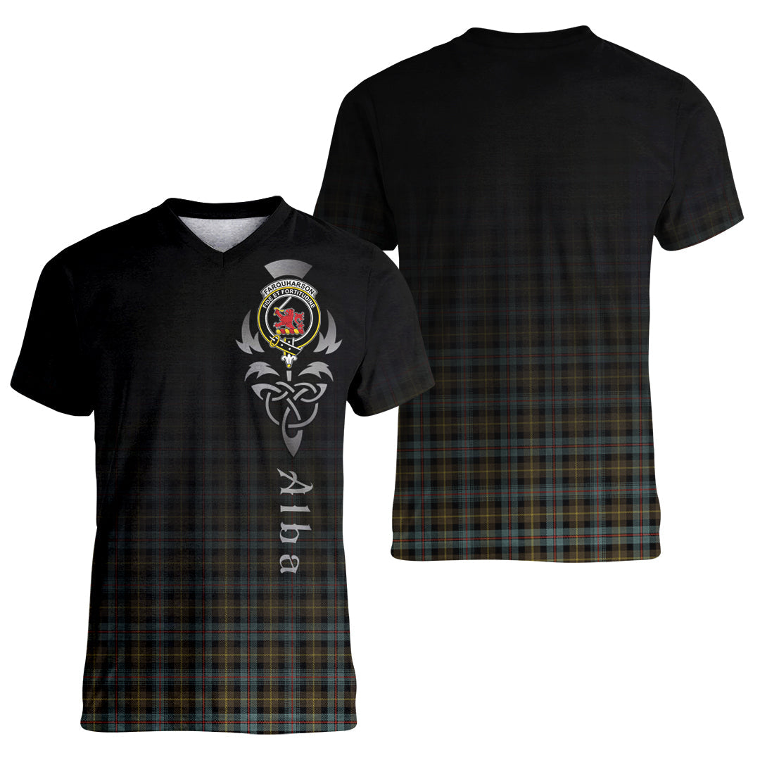Printivon Farquharson Weathered Tartan Crest Alba Celtic T Shirt