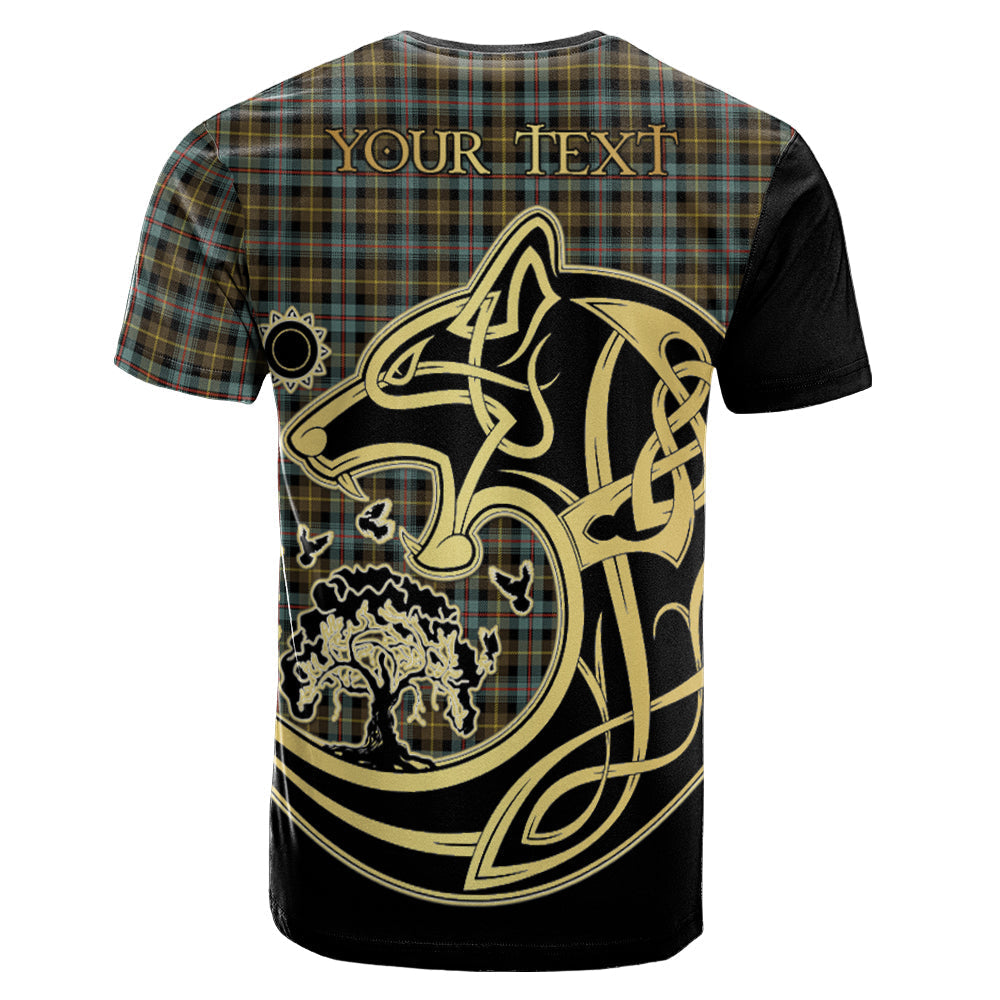 Printivon Farquharson Weathered Crest Celtic Wolf Tartan T Shirt Custom Your Text