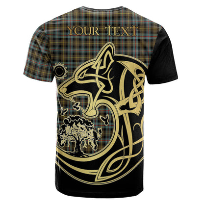 Printivon Farquharson Weathered Crest Celtic Wolf Tartan T Shirt Custom Your Text