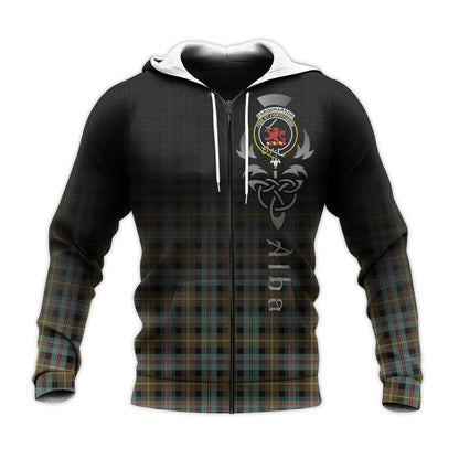 Printivon Farquharson Weathered Tartan Crest Alba Celtic Hoodie