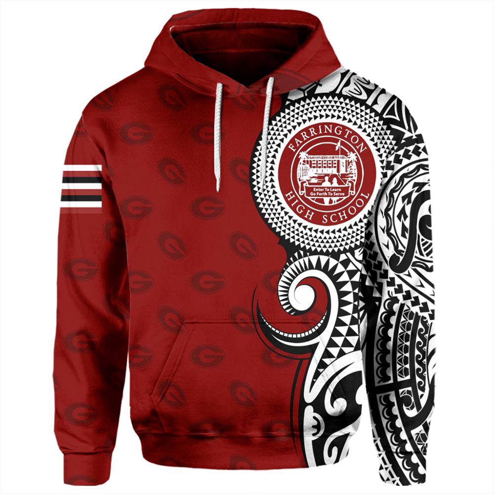 Personalized Hawaii Hoodie Farrington High Tribal Kakau Pullover Hoodie AH