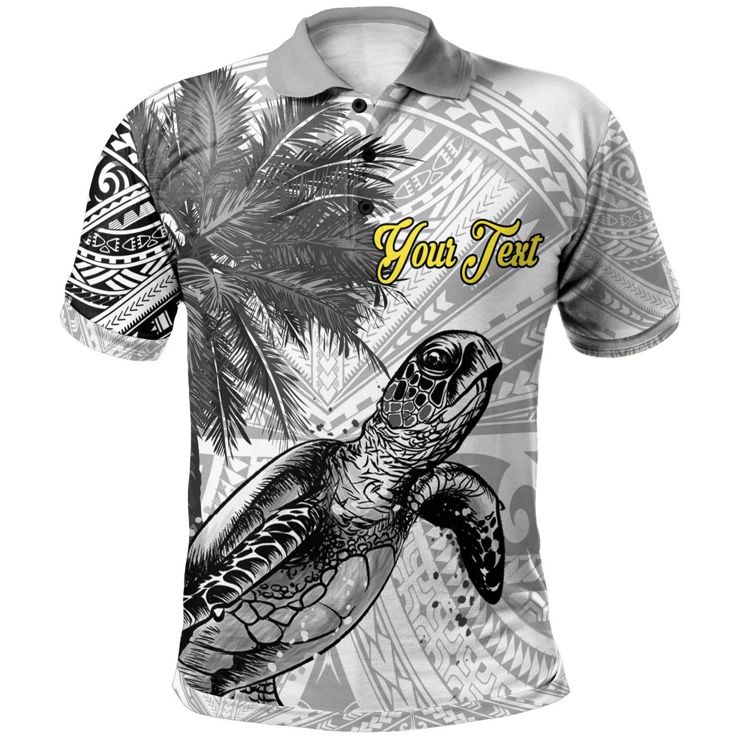 Hawaii Custom Personalised Polo Shirt - Turtle Palm Tree White