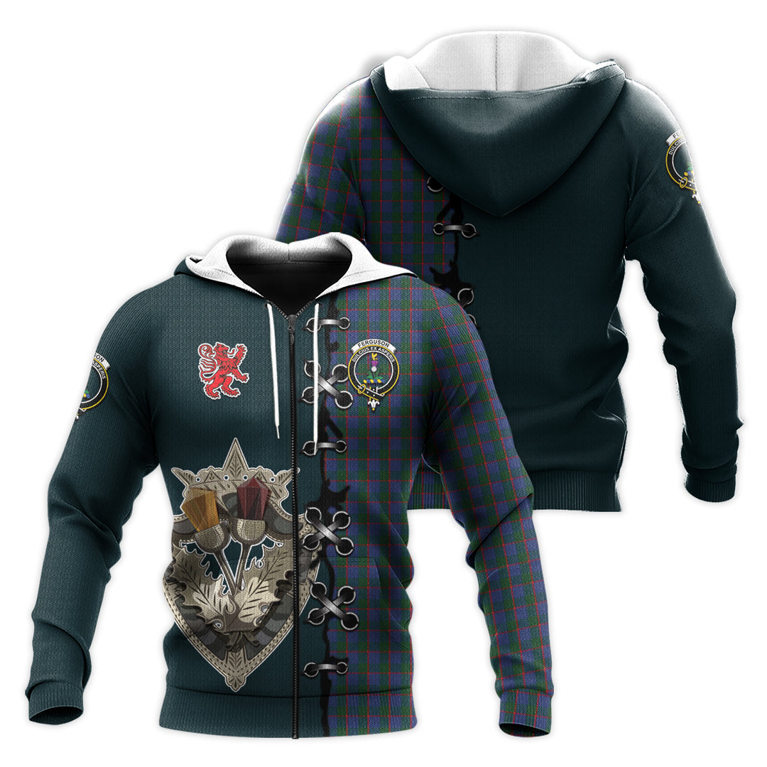 Printivon Ferguson Tartan Hoodie Lion Rampant And Celtic Thistle Style