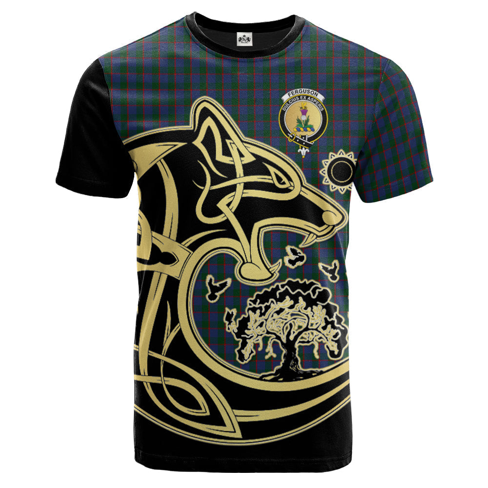 Printivon Ferguson Crest Celtic Wolf Tartan T Shirt Custom Your Text