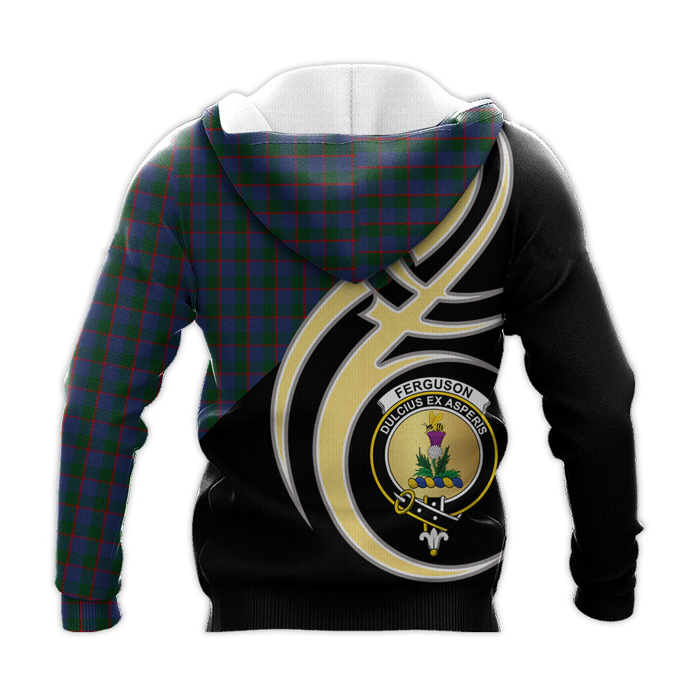 Printivon Ferguson Clan Believe In Me Crest Tartan Knitted Hoodie Custom Your Text