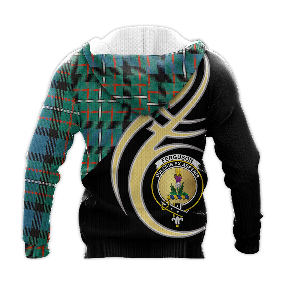 Printivon Ferguson Ancient Clan Believe In Me Crest Tartan Knitted Hoodie Custom Your Text