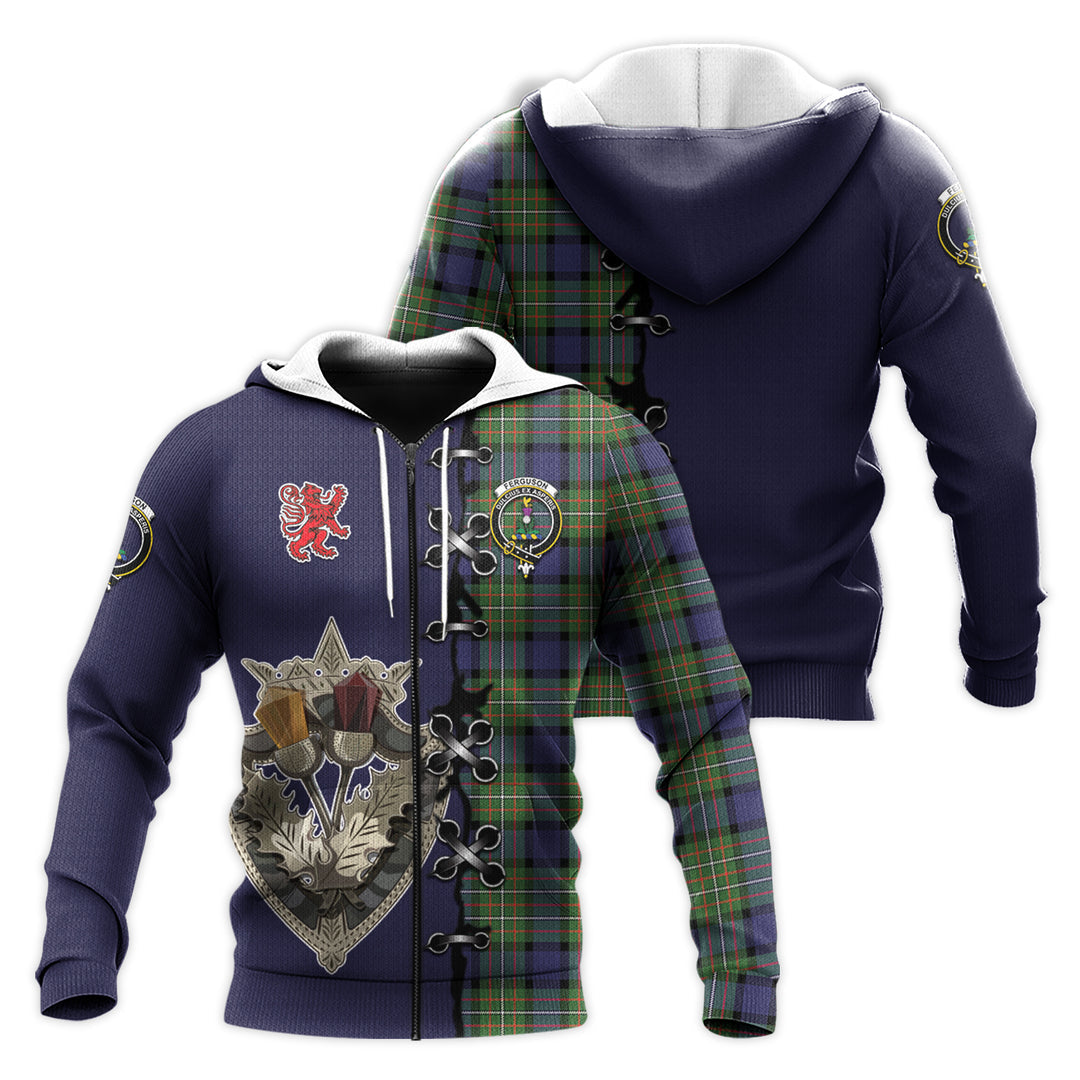 Printivon Ferguson Modern Tartan Hoodie Lion Rampant And Celtic Thistle Style