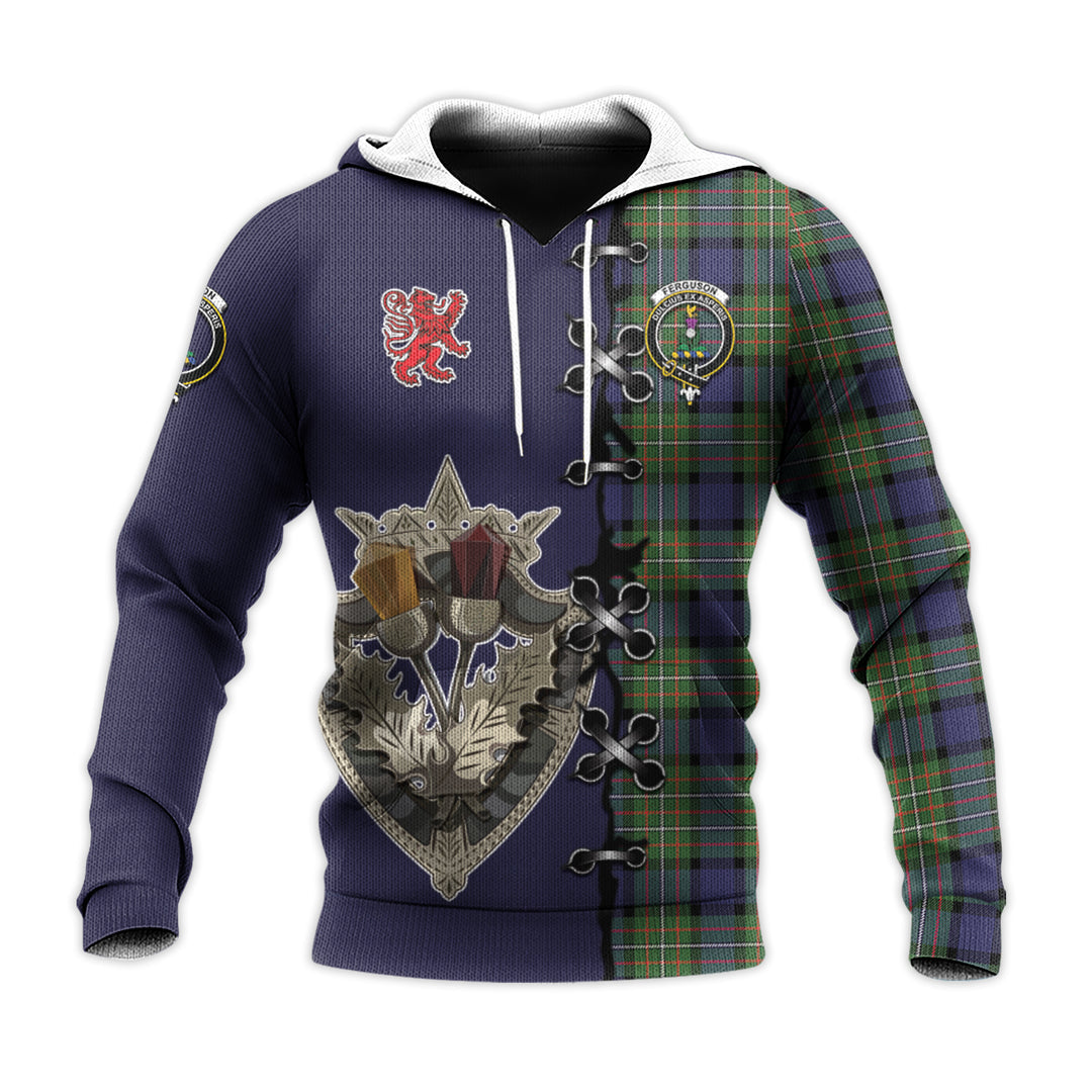 Printivon Ferguson Modern Tartan Hoodie Lion Rampant And Celtic Thistle Style
