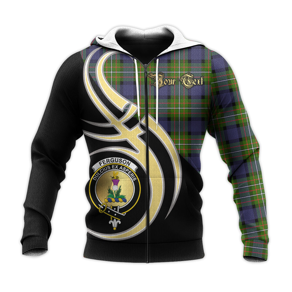 Printivon Ferguson Modern Clan Believe In Me Crest Tartan Knitted Hoodie Custom Your Text
