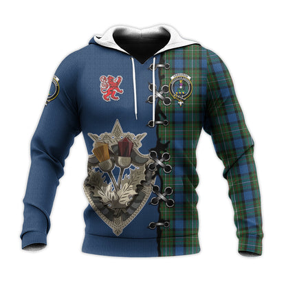 Printivon Ferguson Of Atholl Tartan Hoodie Lion Rampant And Celtic Thistle Style