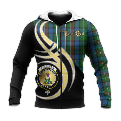 Printivon Ferguson Of Atholl Clan Believe In Me Crest Tartan Knitted Hoodie Custom Your Text